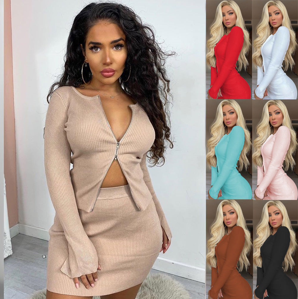 Long Sleeves - Top & Skirt Two-piece Set all Colors