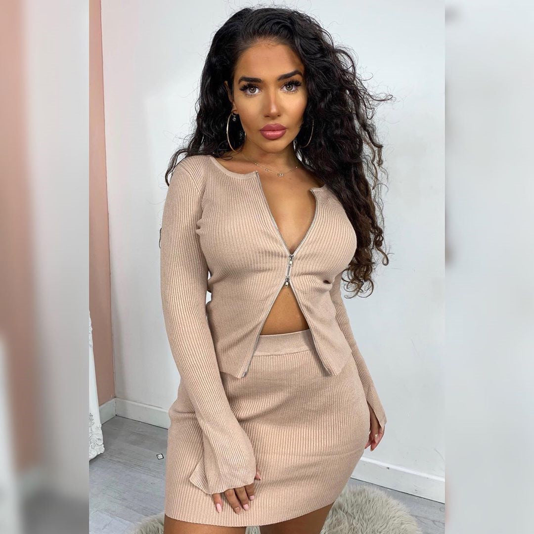 Long Sleeves - Top & Skirt Two-piece Set all Colors