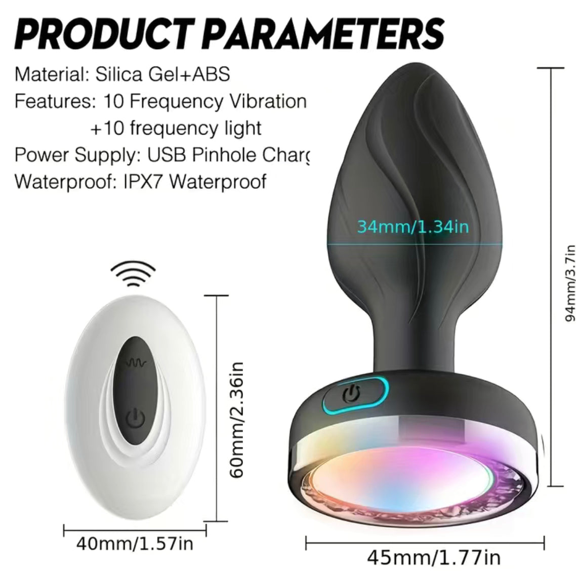 Light up BUTT Plug w/vibration - Plush Intimates Boutique