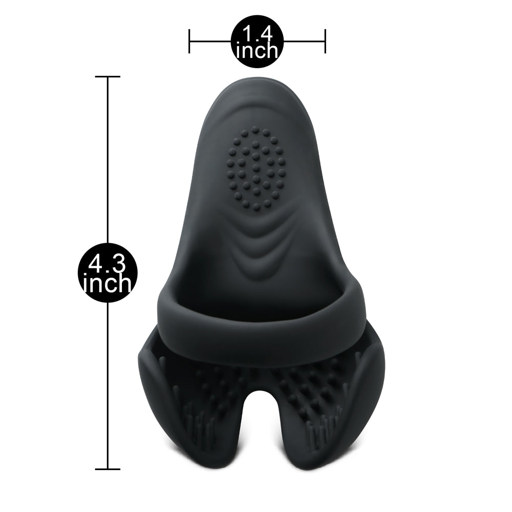 Remote Control Black Color Silicone Vibrating Cock Ring with Balls Holder - Plush Intimates Boutique