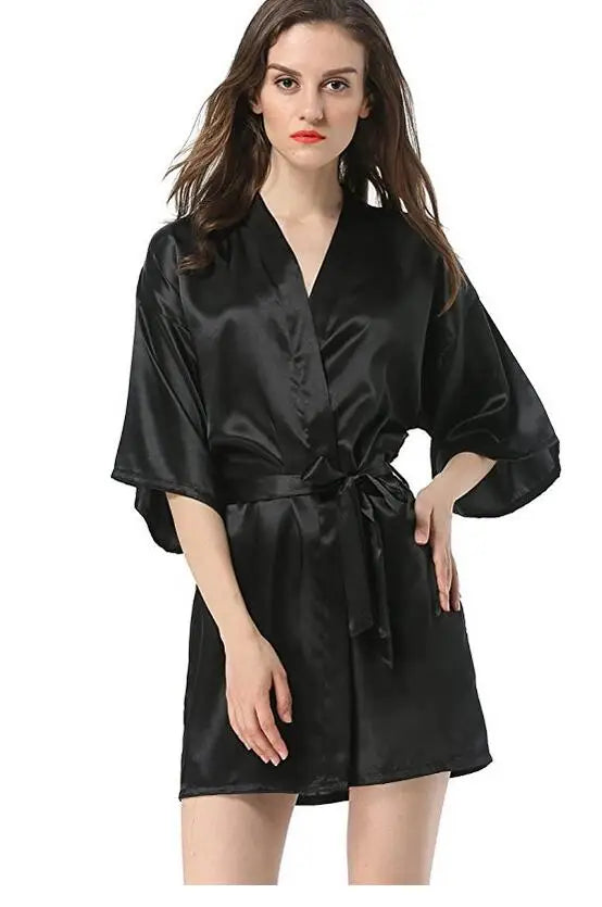 New Women's Faux Silk Robe Bath Gown