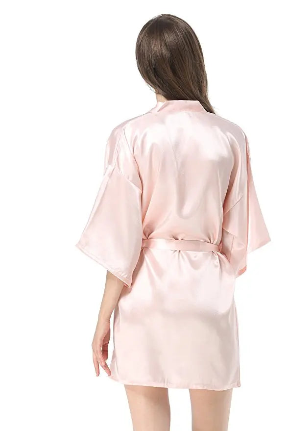 New Women's Faux Silk Robe Bath Gown