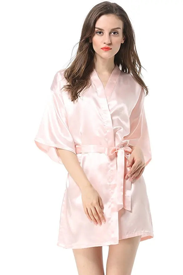 New Women's Faux Silk Robe Bath Gown