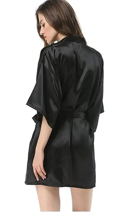 New Women's Faux Silk Robe Bath Gown