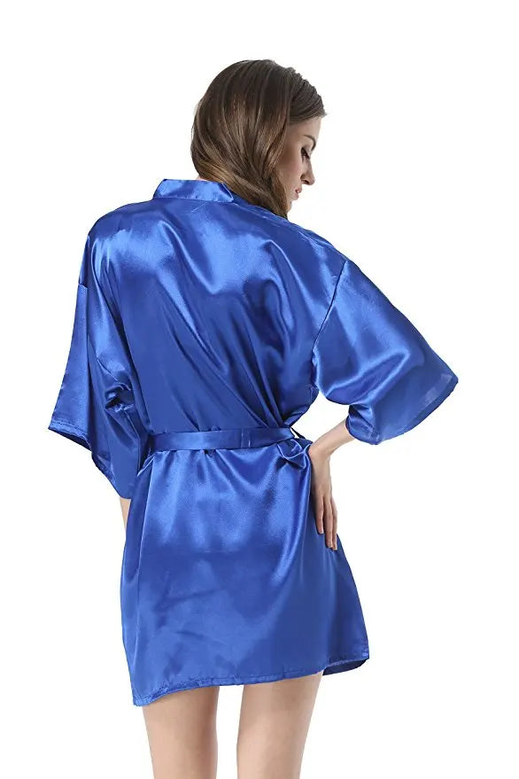 New Women's Faux Silk Robe Bath Gown