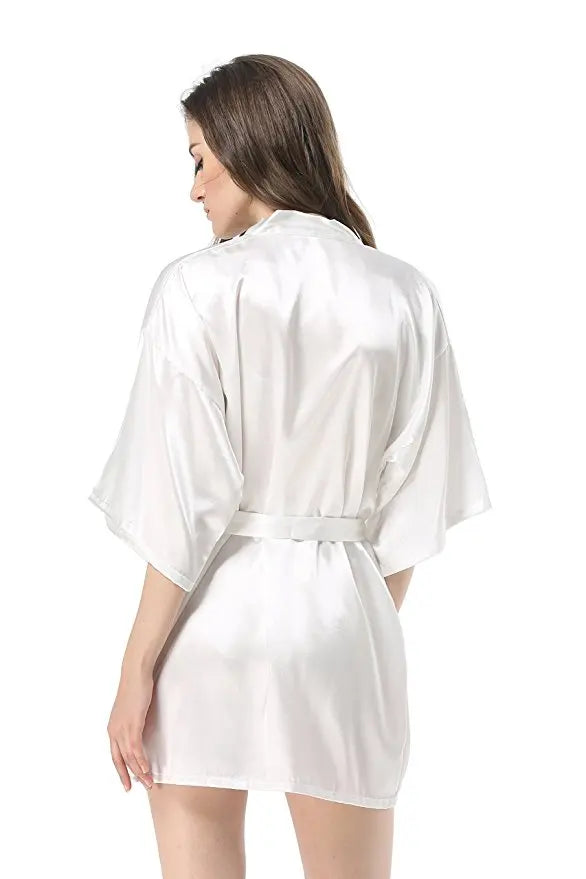 New Women's Faux Silk Robe Bath Gown