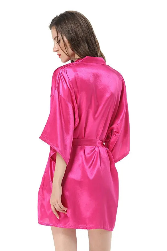 New Women's Faux Silk Robe Bath Gown