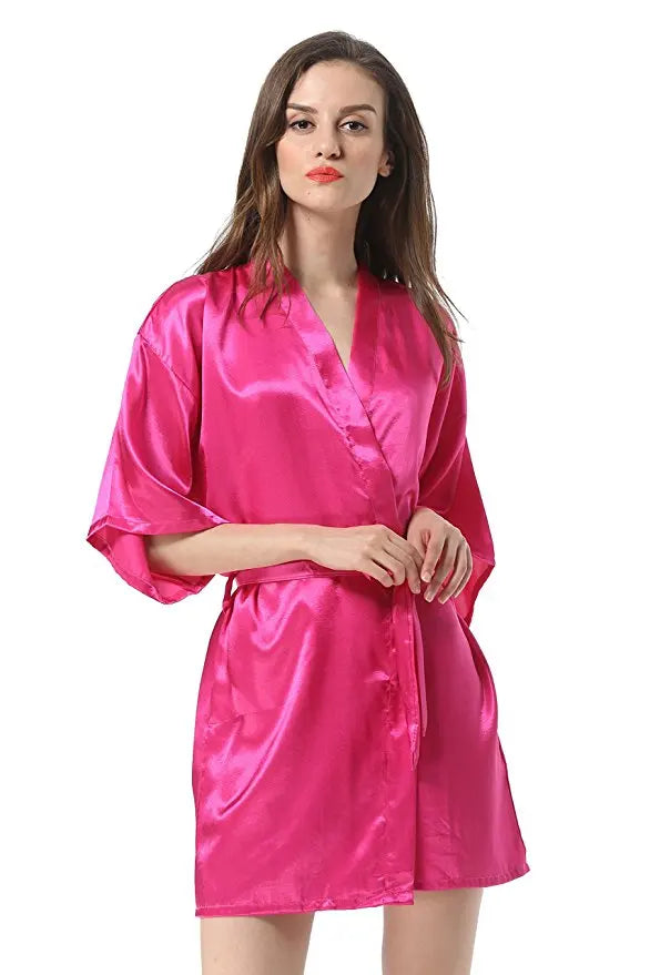 New Women's Faux Silk Robe Bath Gown