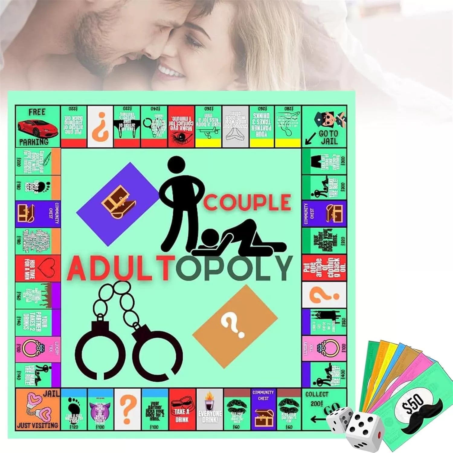 Couple Adultopoly Board Game Night