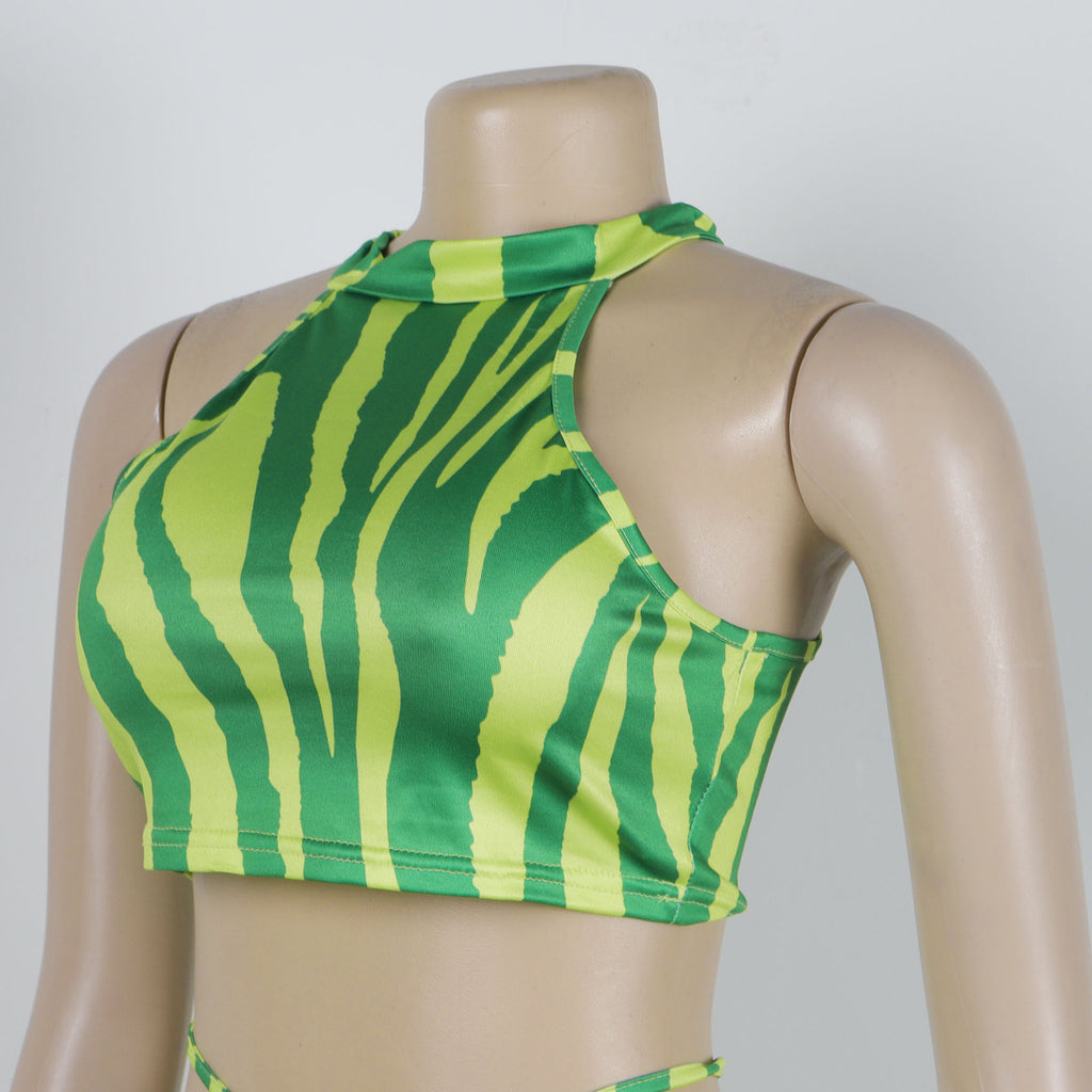 Summer Women Sets | Sleeveless Sexy Striped Print Crop Top and Long Skirt Set | Night Club Party Beach 2 Two Piece Sets
