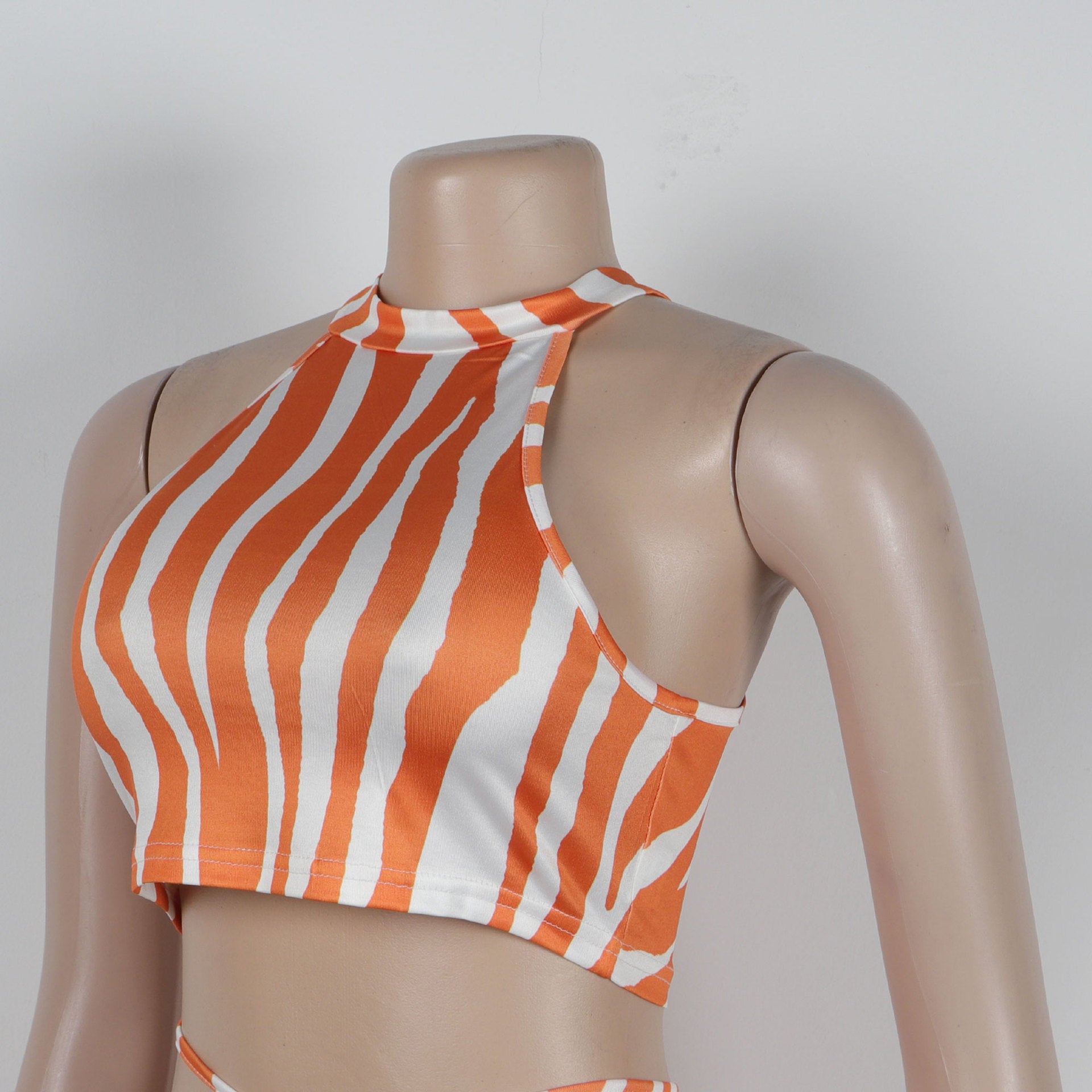 Summer Women Sets | Sleeveless Sexy Striped Print Crop Top and Long Skirt Set | Night Club Party Beach 2 Two Piece Sets