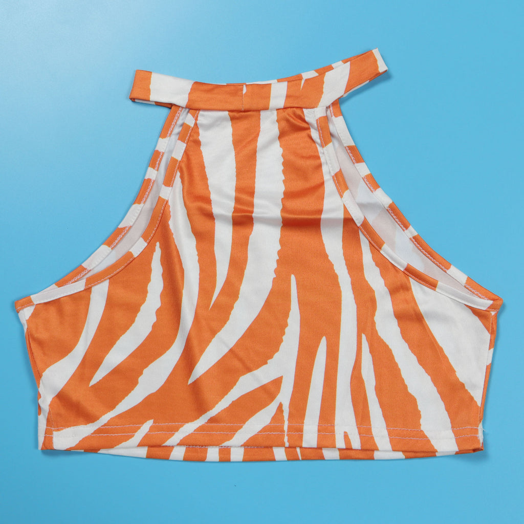 Summer Women Sets | Sleeveless Sexy Striped Print Crop Top and Long Skirt Set | Night Club Party Beach 2 Two Piece Sets