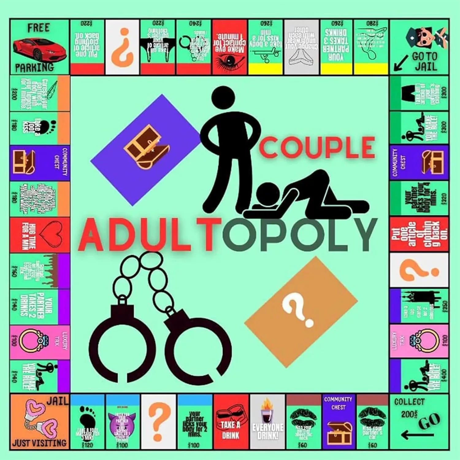 Couple Adultopoly Board Game Night