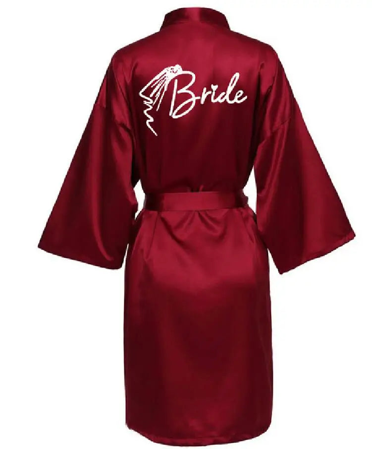 Wedding Party Team Bride RobeS With Black Letters