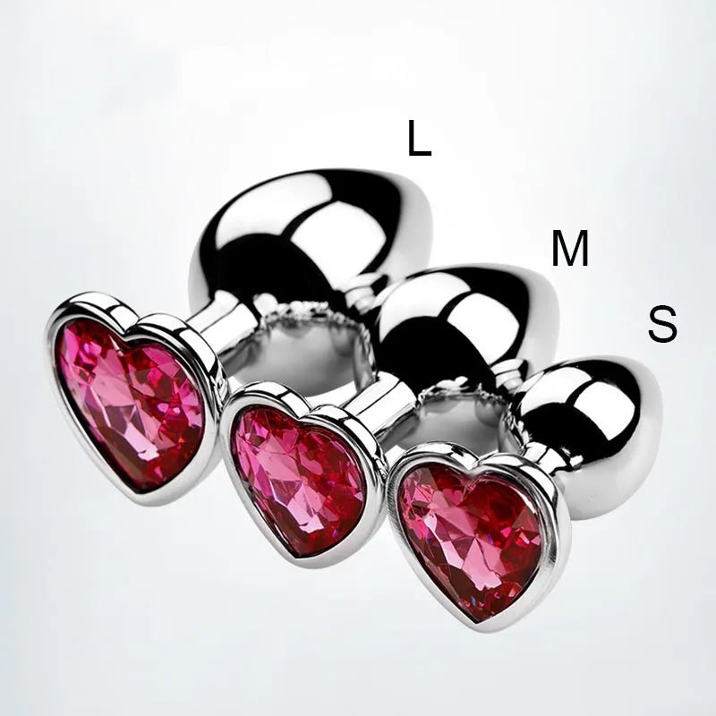 Anal Plug Heart shape | 3 Sizes Stainless Steel different Colors | butt plugs