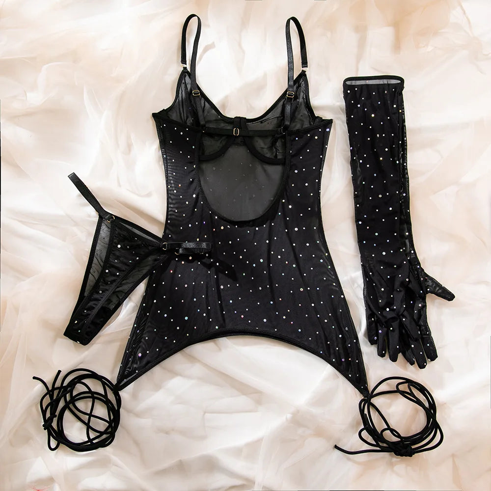 Mesh 3-Piece Intimates Sexy Erotic SET