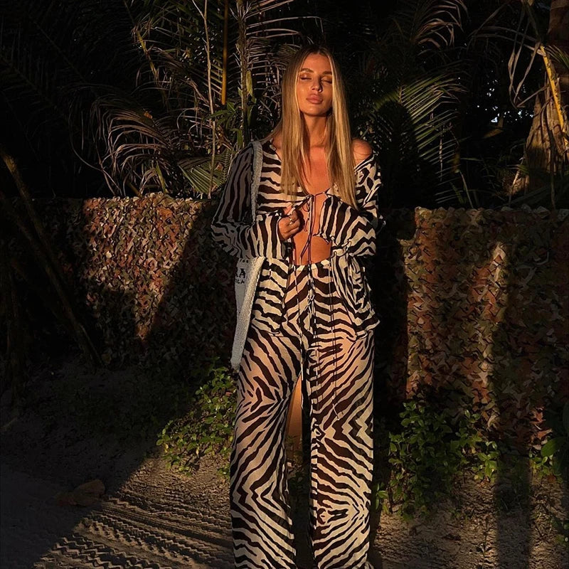 Animal Print Mesh Sheer 2 piece set