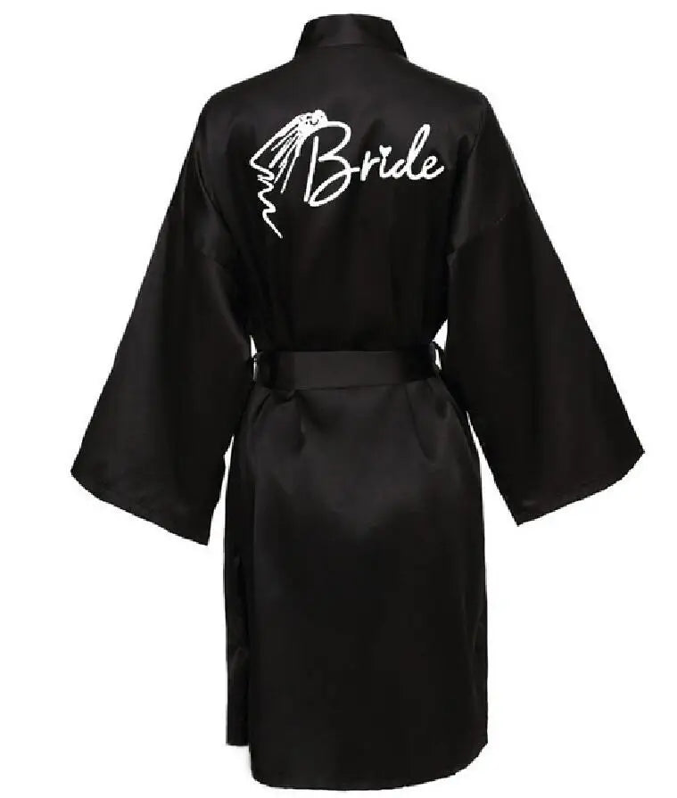 Wedding Party Team Bride RobeS With Black Letters