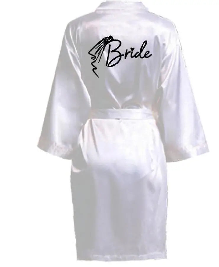 Wedding Party Team Bride RobeS With Black Letters