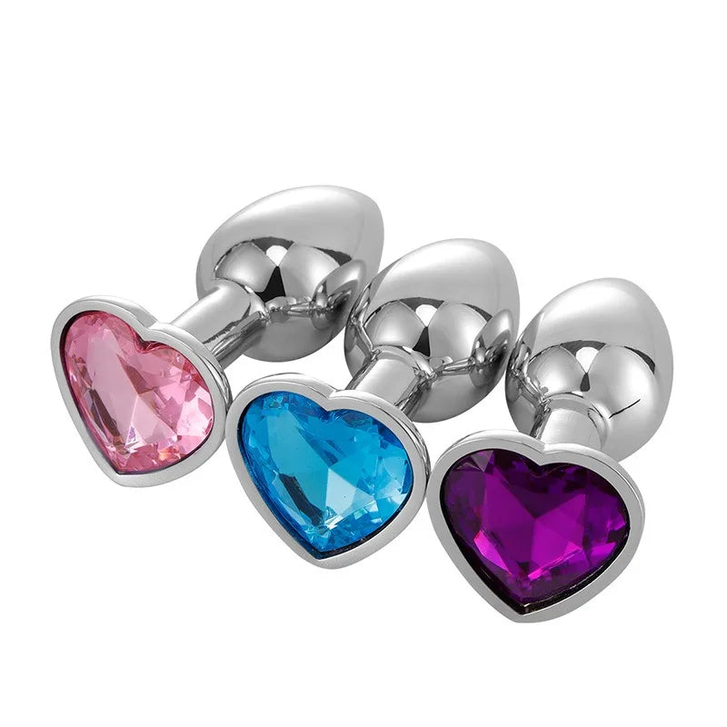 Anal Plug Heart shape | 3 Sizes Stainless Steel different Colors | butt plugs