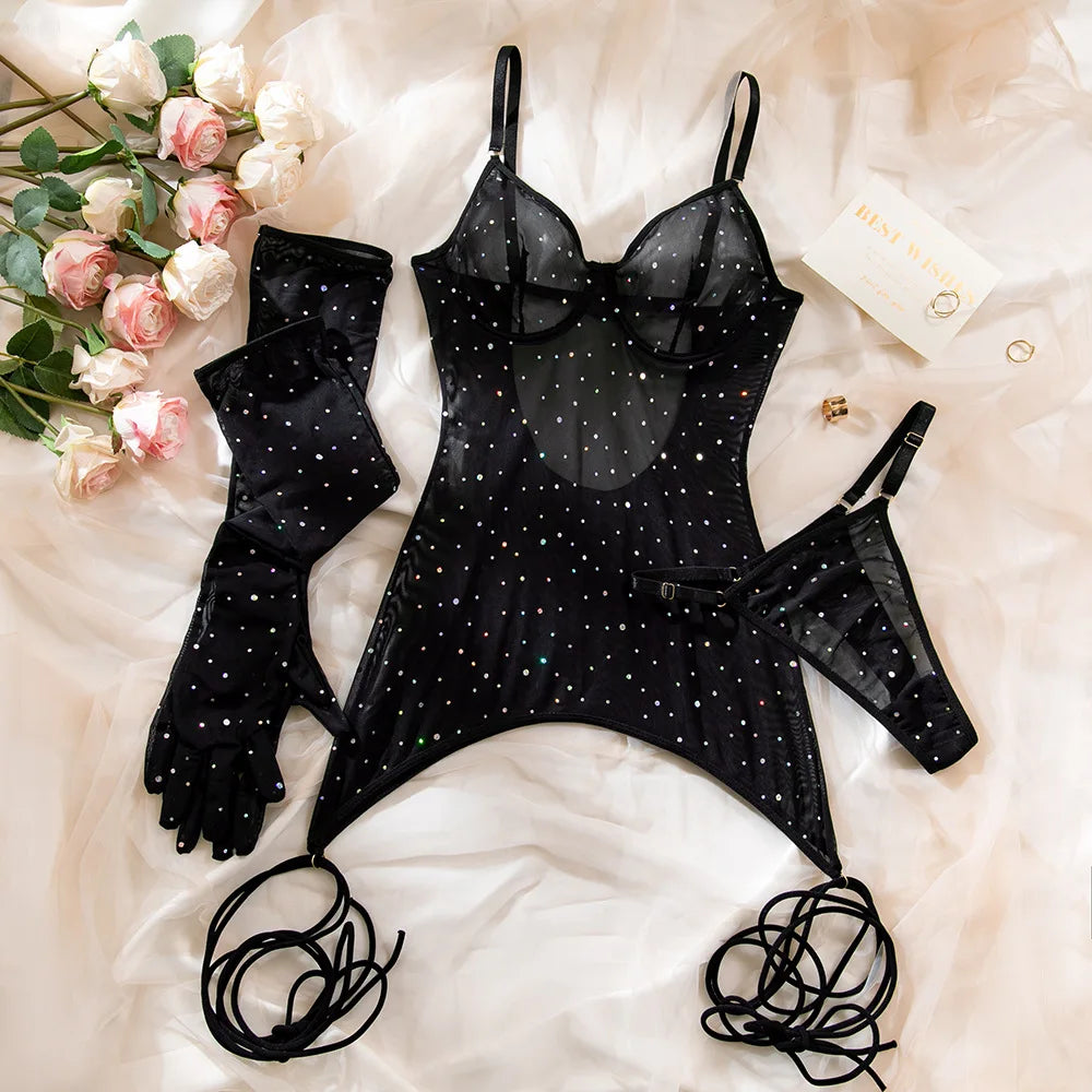 Mesh 3-Piece Intimates Sexy Erotic SET