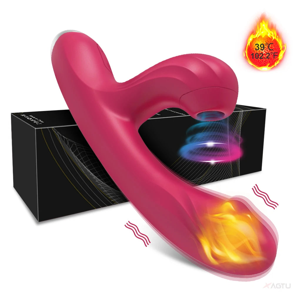 Clit Sucker 2 in 1 Vibrator Dildo for Women | G-Spot Clitoris Vacuum Stimulator Heating Dildo  |