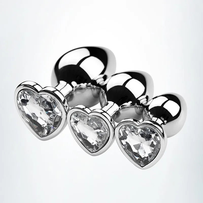 Anal Plug Heart shape | 3 Sizes Stainless Steel different Colors | butt plugs