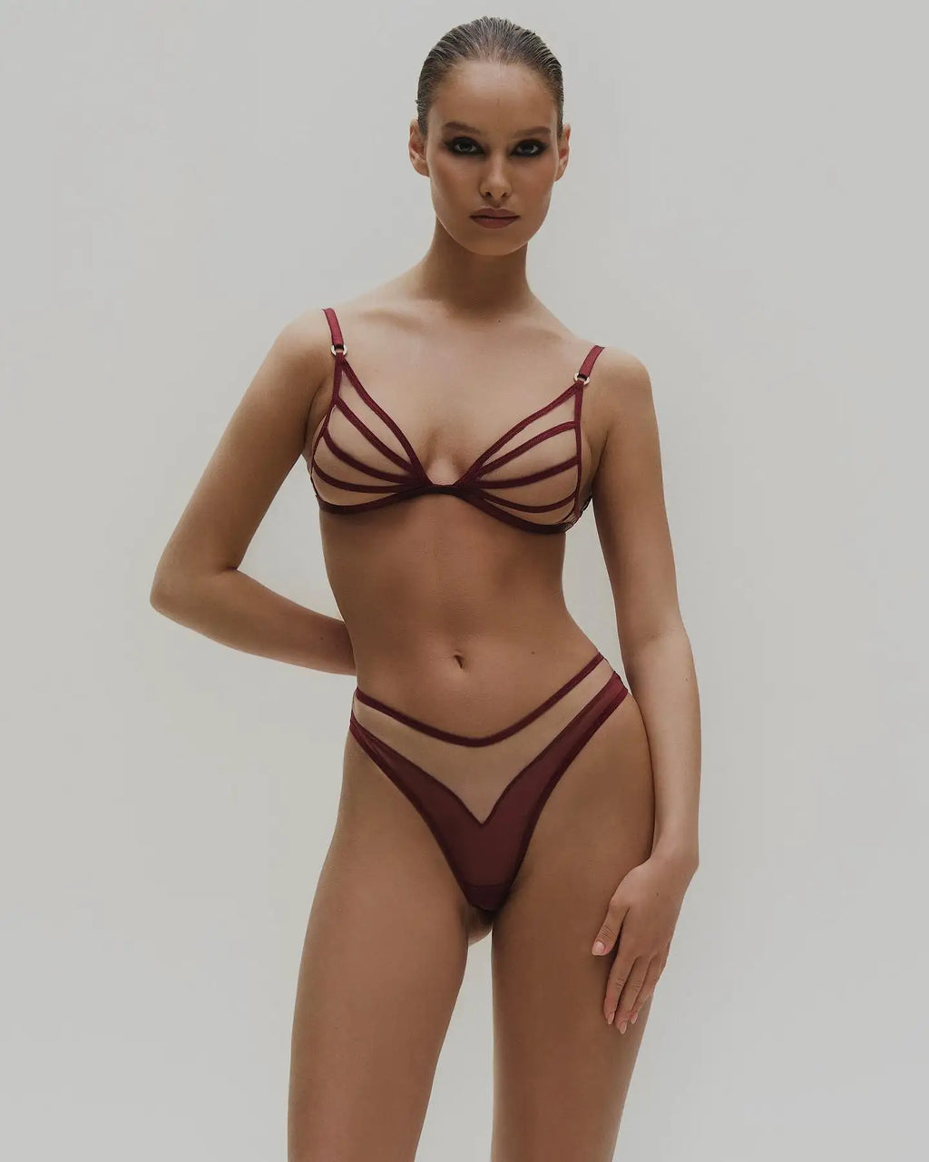Sensual Lingerie Nude Seamless See Through Underwear Transparent Bra Sexy Garter Belt Set