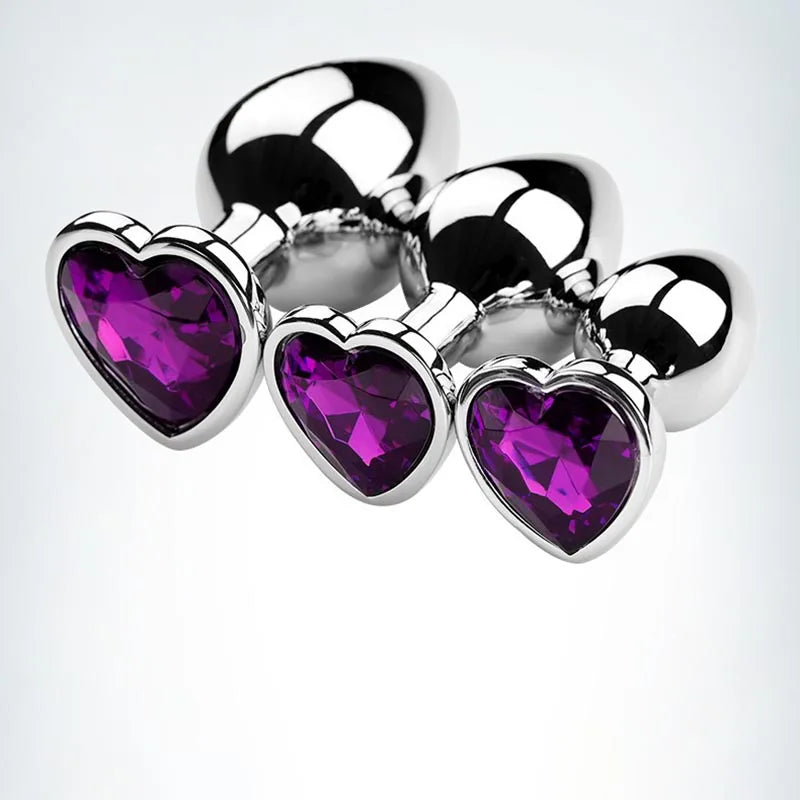 Anal Plug Heart shape | 3 Sizes Stainless Steel different Colors | butt plugs