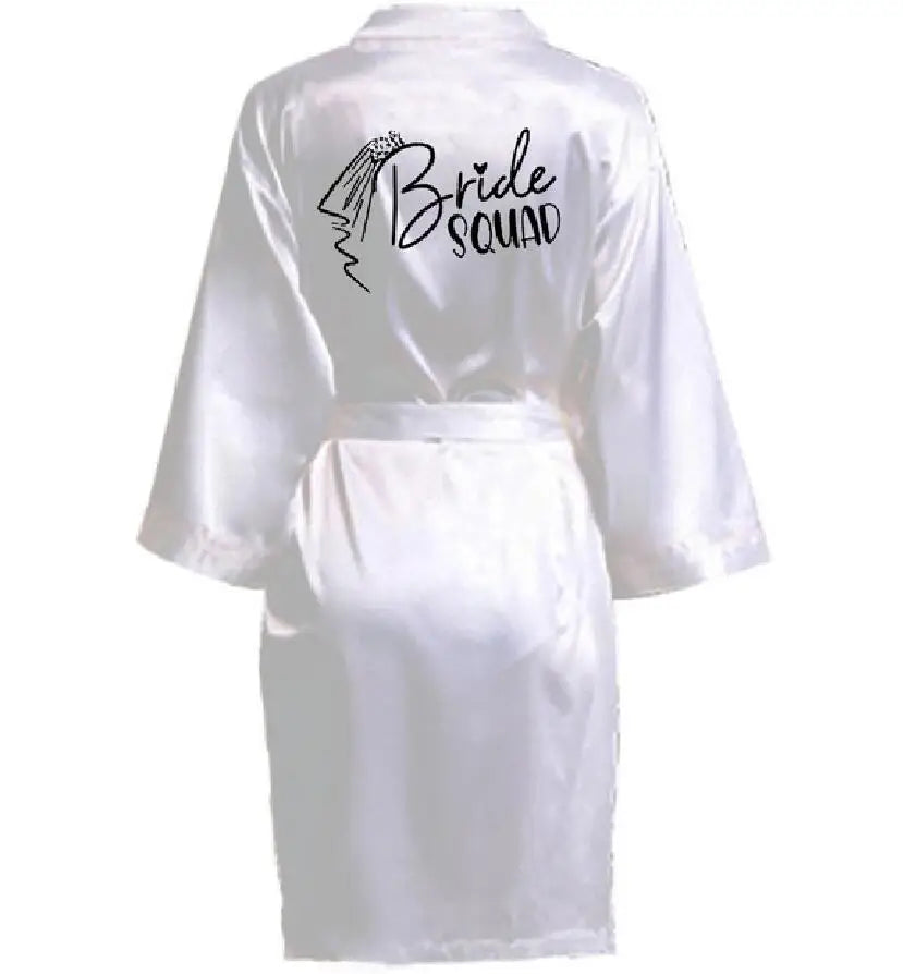 Wedding Party Team Bride RobeS With Black Letters