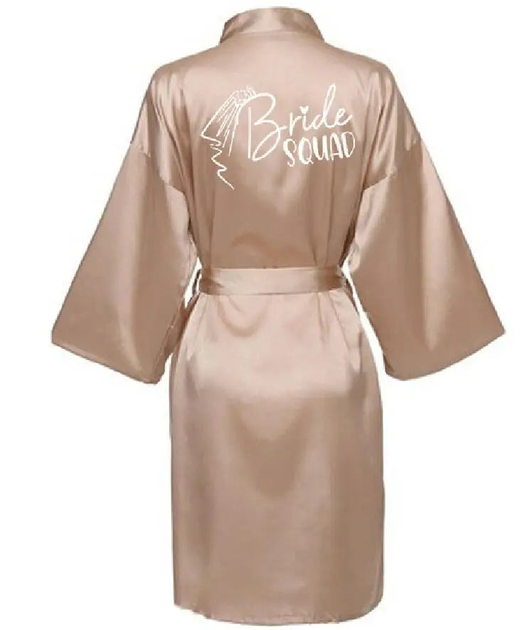 Wedding Party Team Bride RobeS With Black Letters