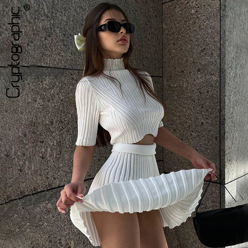 WomenS Winter Mini Skirts 2 Piece Sets