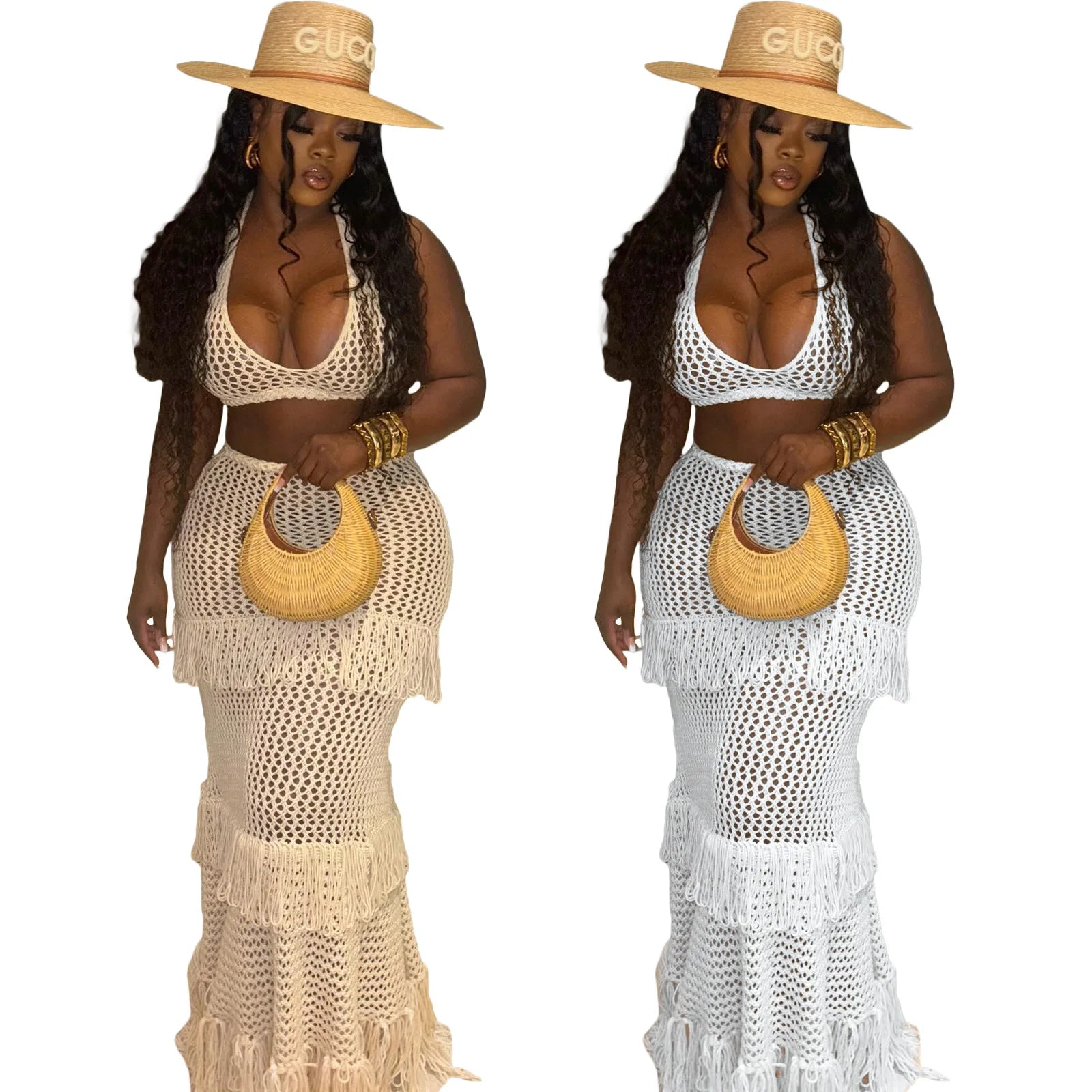 Knitted Crochet 2 Piece Skirt Sets