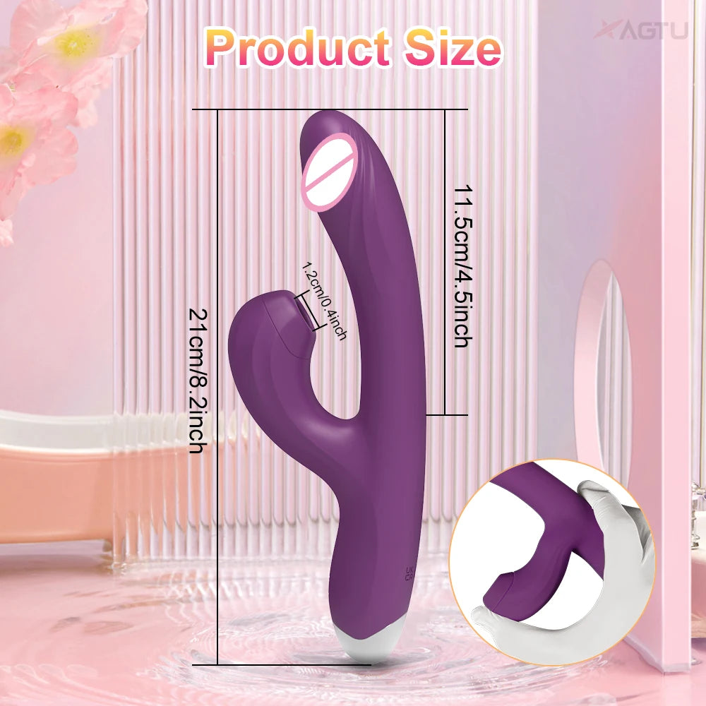 Clit Sucker 2 in 1 Vibrator Dildo for Women | G-Spot Clitoris Vacuum Stimulator Heating Dildo  |