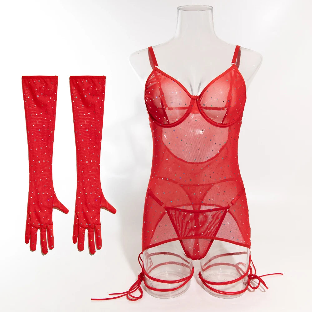 Mesh 3-Piece Intimates Sexy Erotic SET