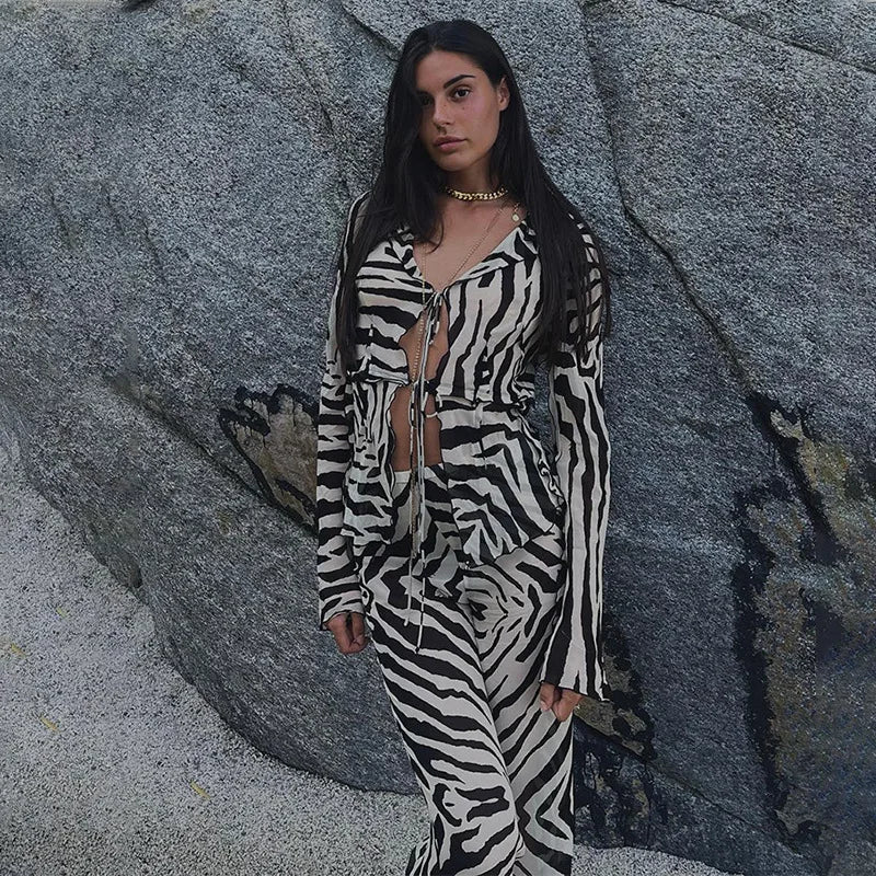 Animal Print Mesh Sheer 2 piece set