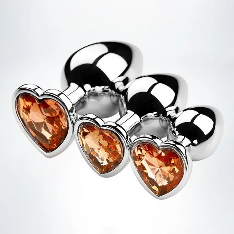 Anal Plug Heart shape | 3 Sizes Stainless Steel different Colors | butt plugs