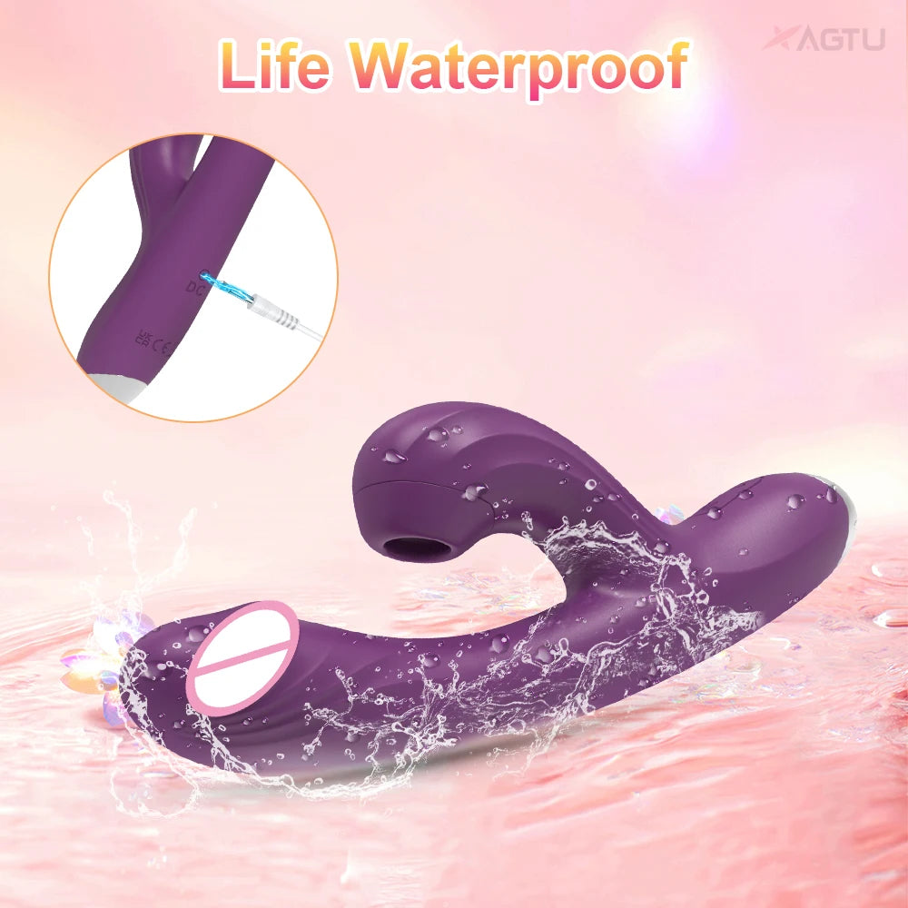 Clit Sucker 2 in 1 Vibrator Dildo for Women | G-Spot Clitoris Vacuum Stimulator Heating Dildo  |