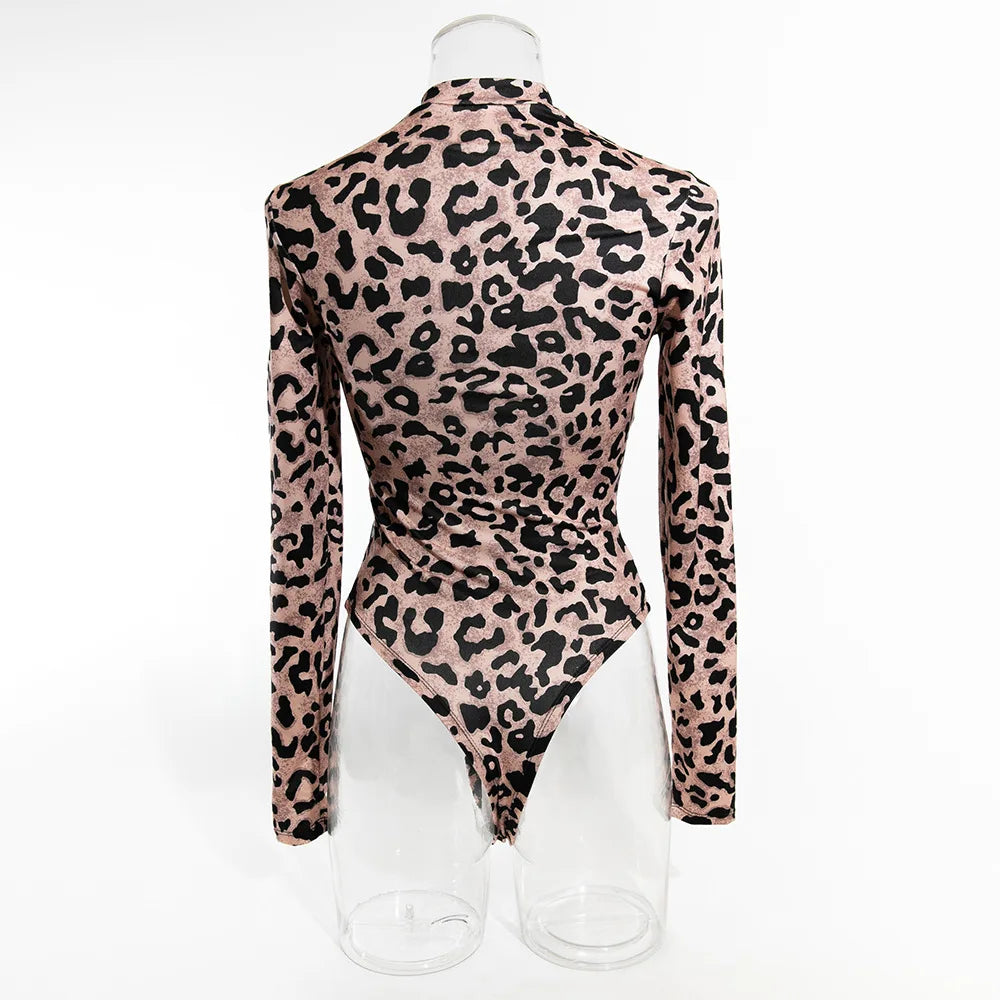 Sexy Leopard Thongs One Pieces| Sleeve Lingerie Bodycon Bodysuits Fall Outfits