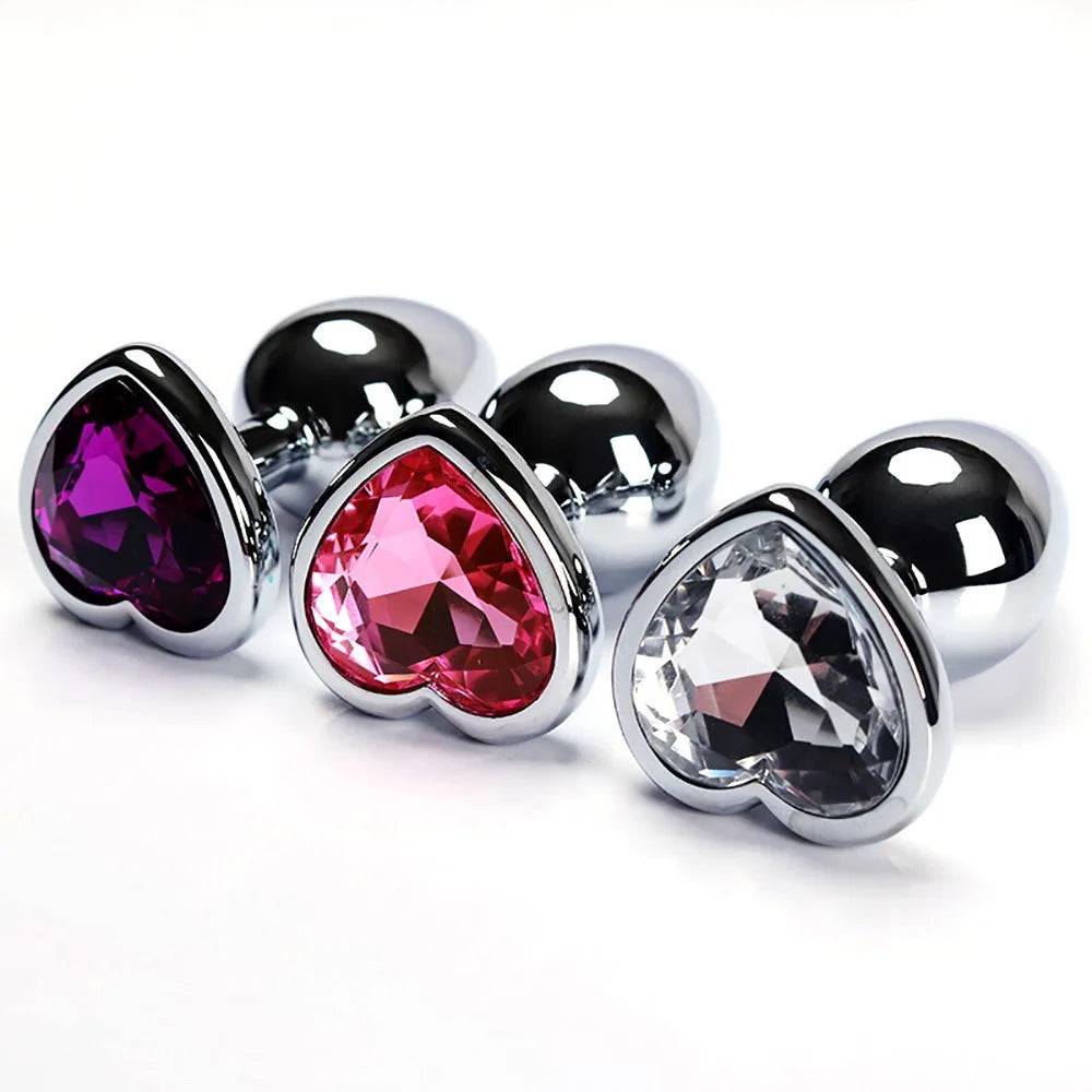 Anal Plug Heart shape | 3 Sizes Stainless Steel different Colors | butt plugs