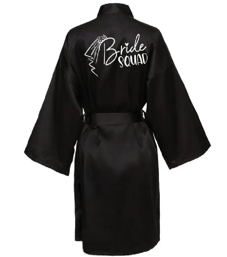 Wedding Party Team Bride RobeS With Black Letters