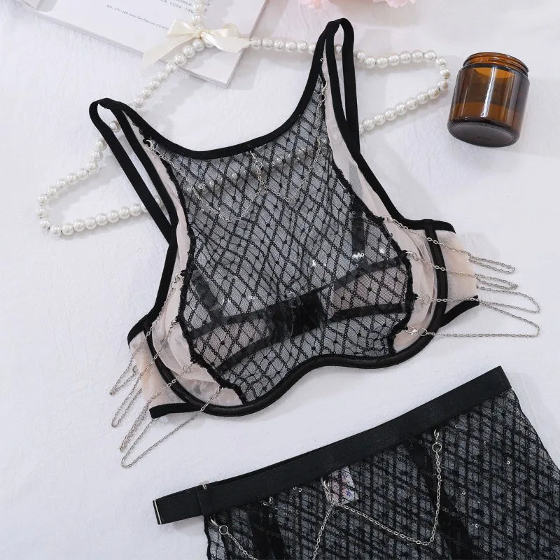 3 Piece Set Sexy See-through lingerie set