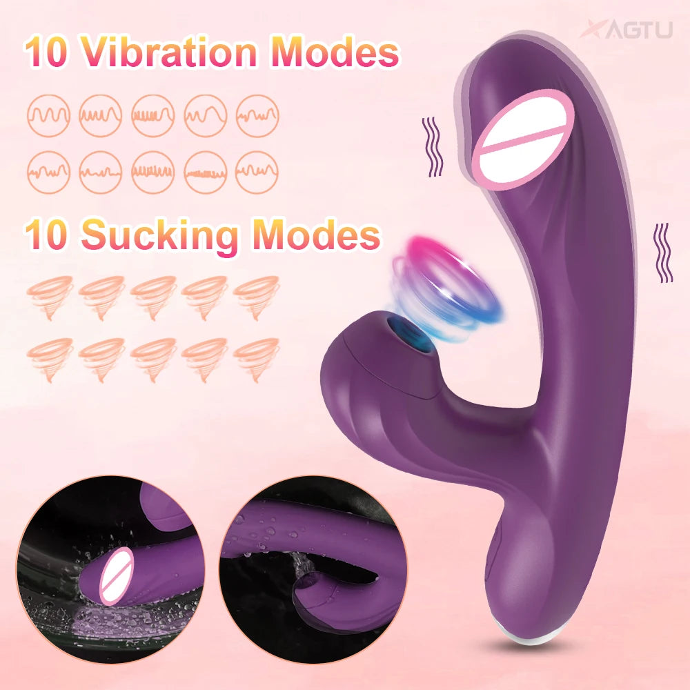 Clit Sucker 2 in 1 Vibrator Dildo for Women | G-Spot Clitoris Vacuum Stimulator Heating Dildo  |