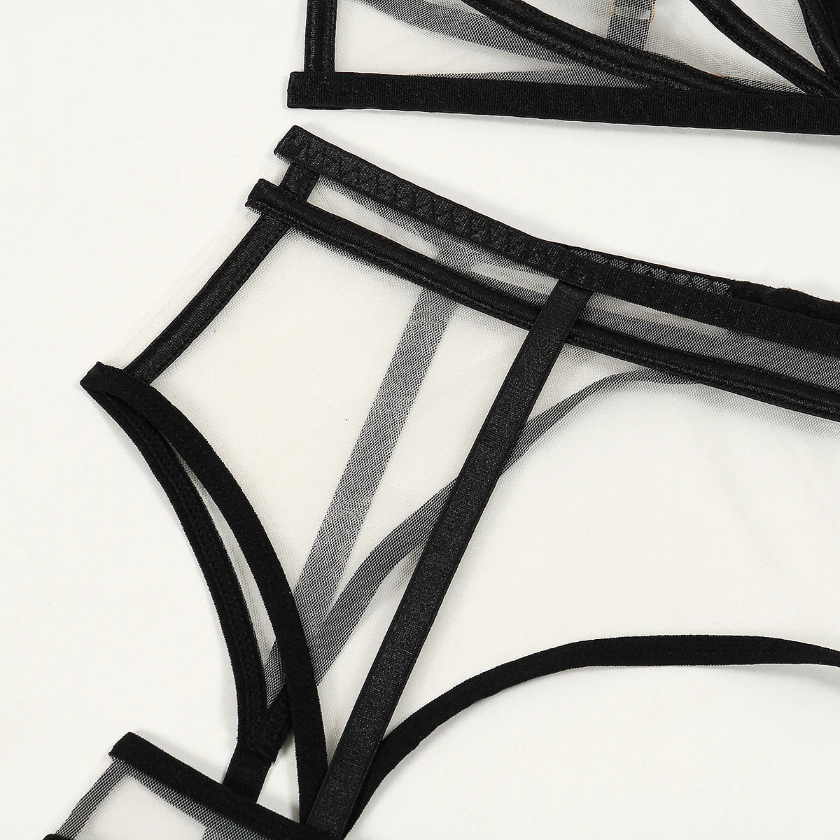 Sensual Lingerie Nude Seamless See Through Underwear Transparent Bra Sexy Garter Belt Set