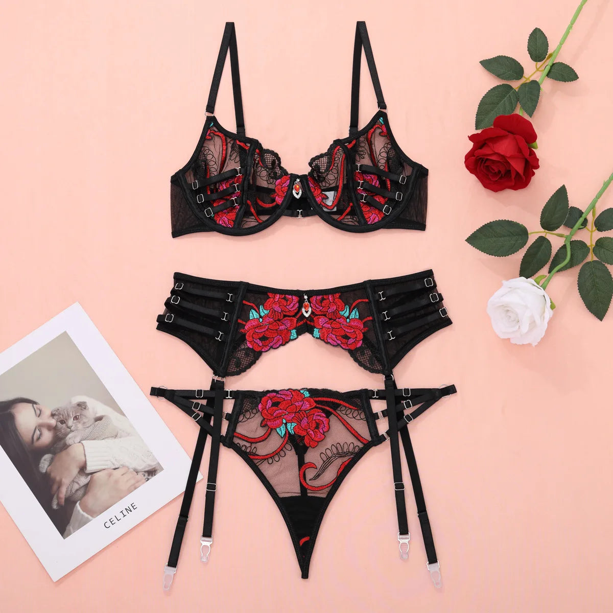 Sexy Lingerie | Pack Women Floral Fancy set