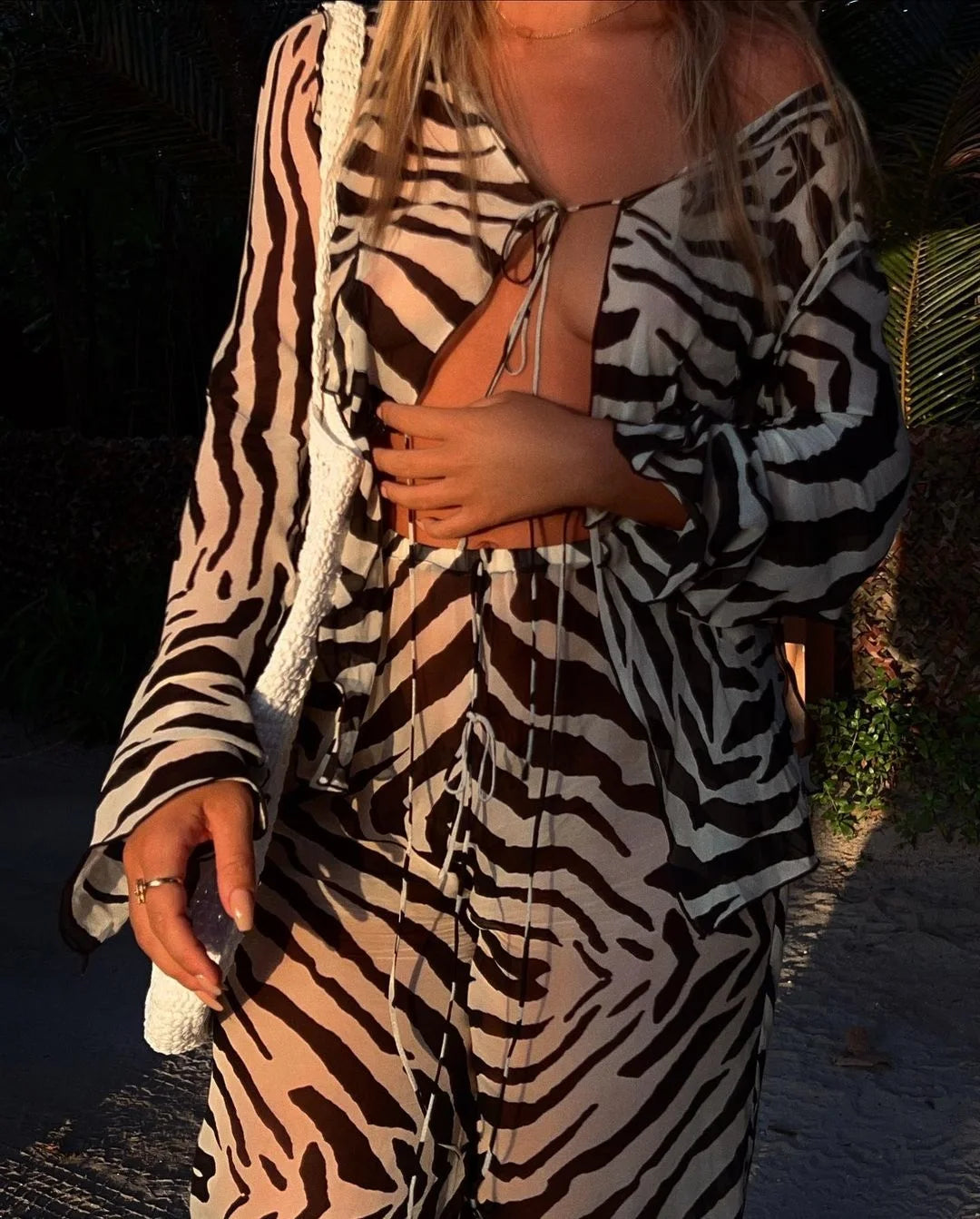 Animal Print Mesh Sheer 2 piece set