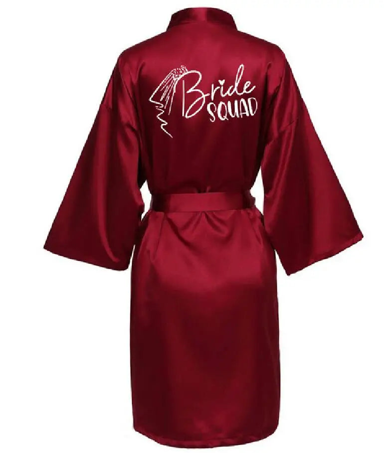 Wedding Party Team Bride RobeS With Black Letters