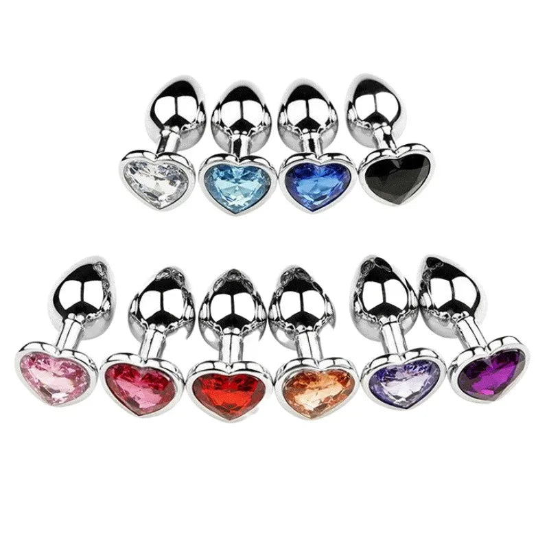 Anal Plug Heart shape | 3 Sizes Stainless Steel different Colors | butt plugs