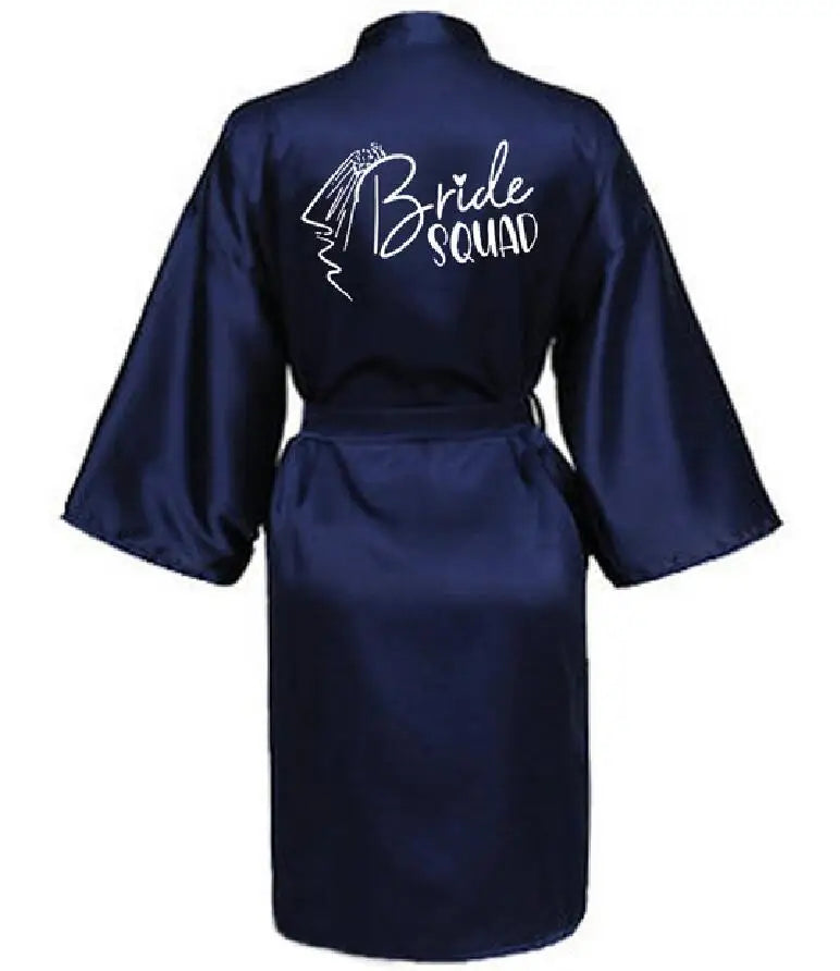 Wedding Party Team Bride RobeS With Black Letters