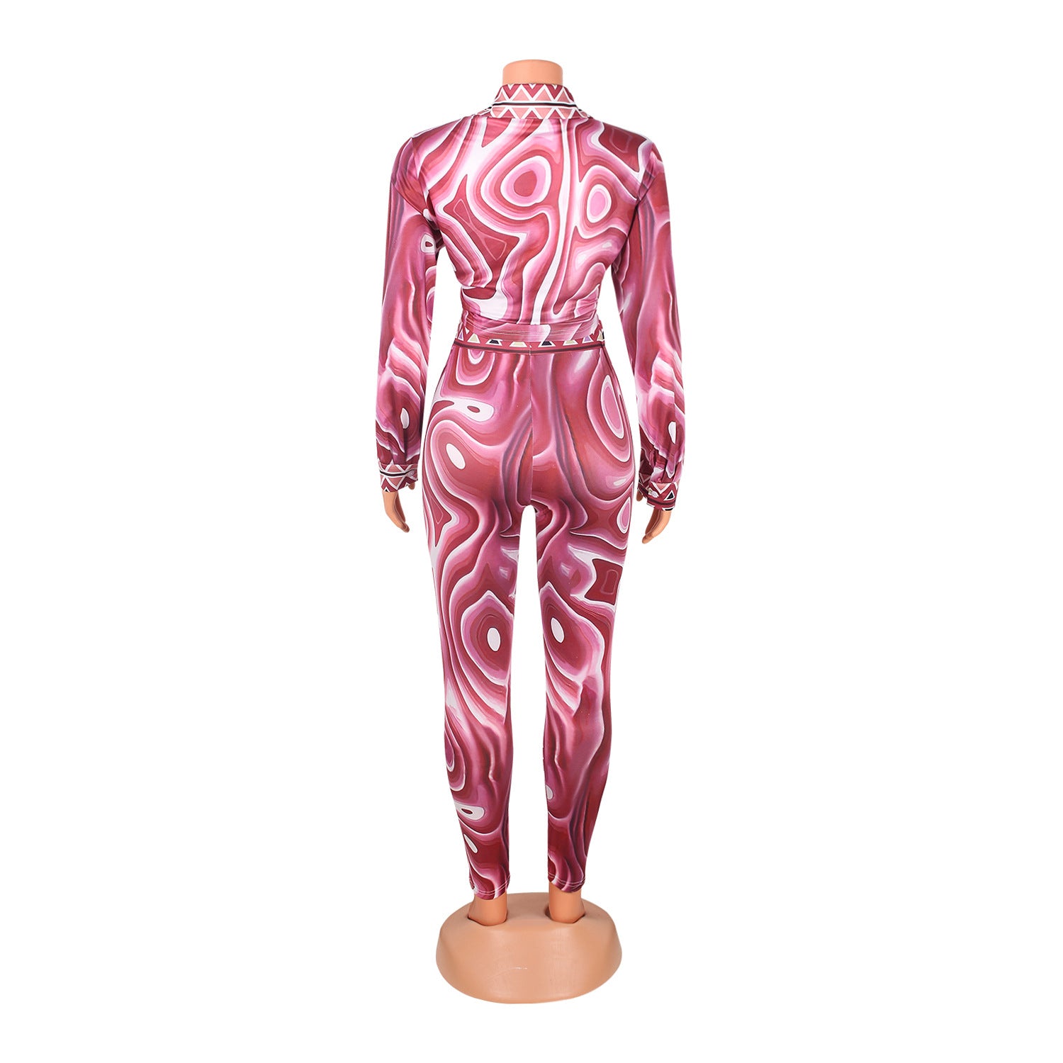 plush heat Sexy Printed Long-Sleeved 2 piece Suit